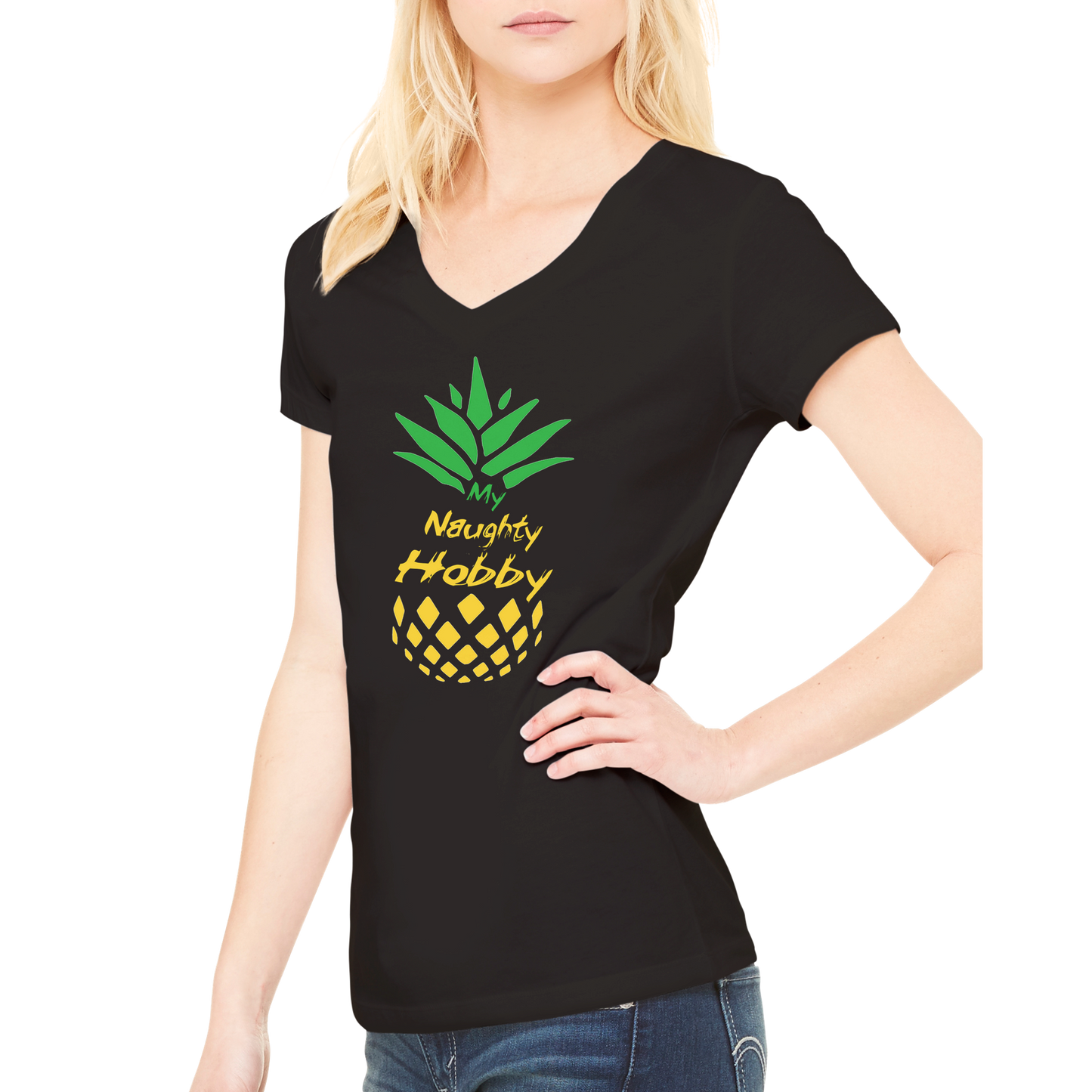 "My Naughty Hobby" Premium Womens V-Neck T-shirt