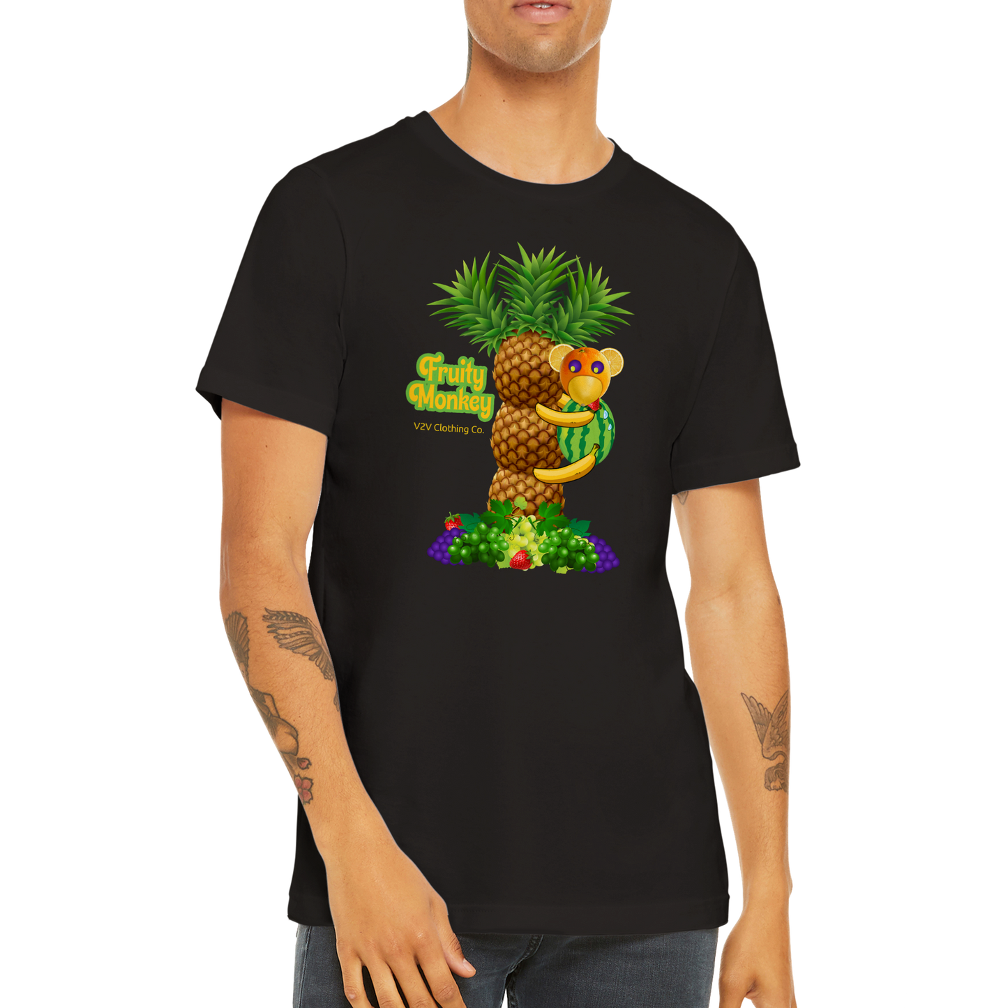 V2V Premium Unisex Crewneck T-shirt "Fruity Monkey"